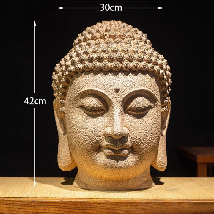 Buddha Stones Zamknięte Oczy Medytująca Głowa Buddy Żywica Statua Zen Dekoracja Domu 42*30*30cm - image 4