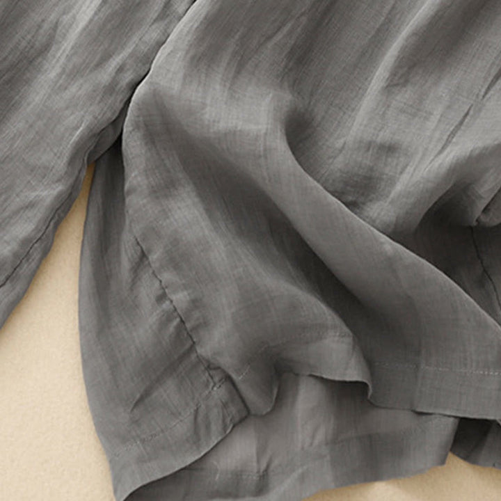 Buddha Stones Geometryczne Haftowane Elastyczna Talia Damskie Spodnie Bawełniane Lniane Szerokie Nogawki Z Kieszeniami - image 10