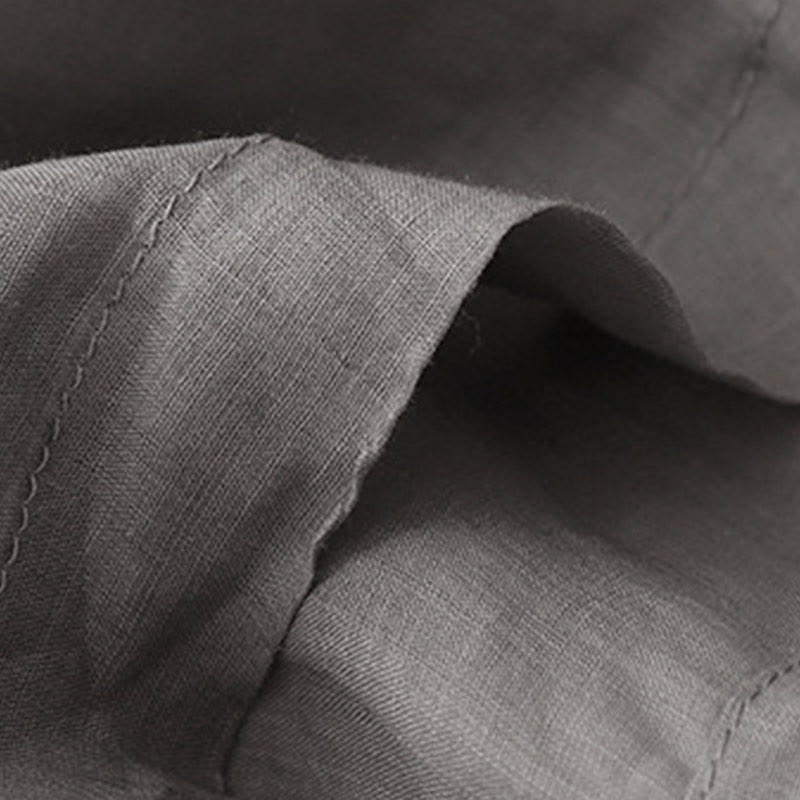 Buddha Stones Geometryczne Haftowane Elastyczna Talia Damskie Spodnie Bawełniane Lniane Szerokie Nogawki Z Kieszeniami - image 9