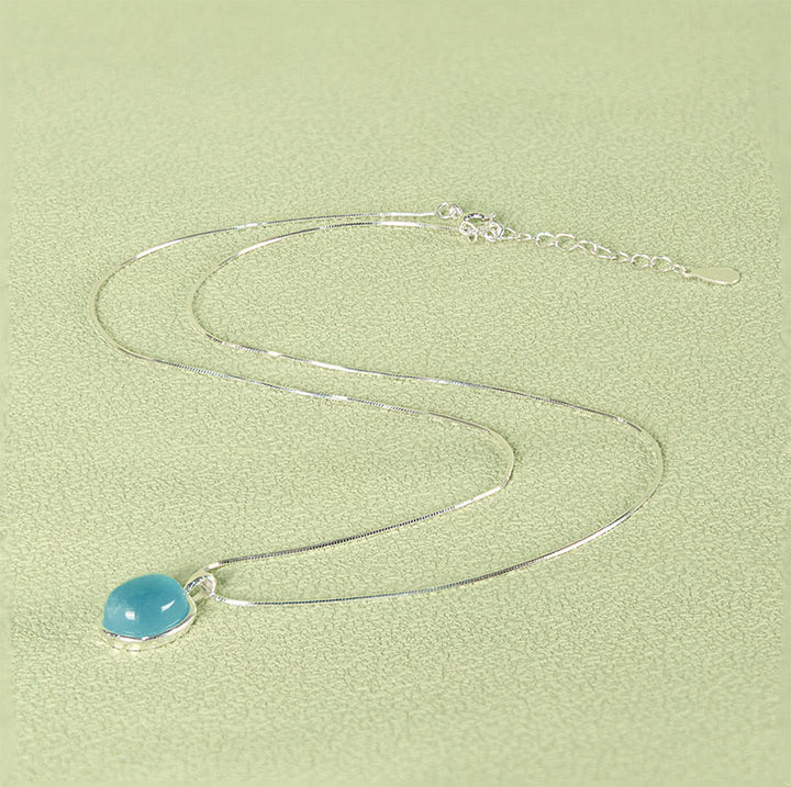 Buddha Stones 925 Srebro Sterlingowe Akwamaryn Uzdrawiający Naszyjnik Łańcuch Obojczyka Wisiorek - image 1