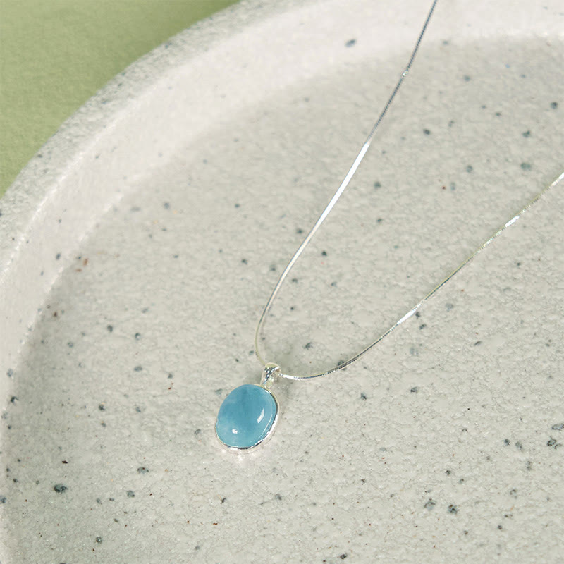 Buddha Stones 925 Srebro Sterlingowe Akwamaryn Uzdrawiający Naszyjnik Łańcuch Obojczyka Wisiorek - Srebrny Akwamaryn - image 0