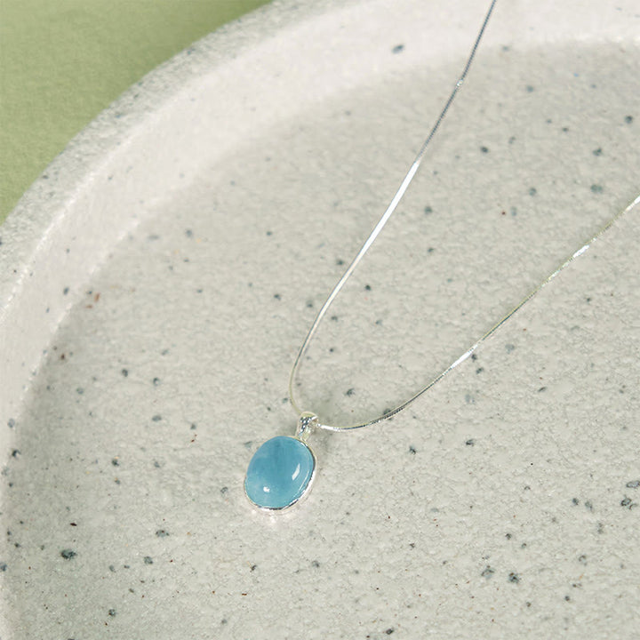 Buddha Stones 925 Srebro Sterlingowe Akwamaryn Uzdrawiający Naszyjnik Łańcuch Obojczyka Wisiorek - Srebrny Akwamaryn - image 0