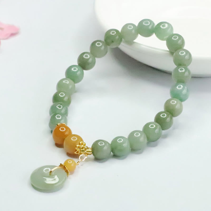 Bransoletka z jadeitu z Buddha Stones i klamrą pokoju, dobrobytu i obfitości - image 2