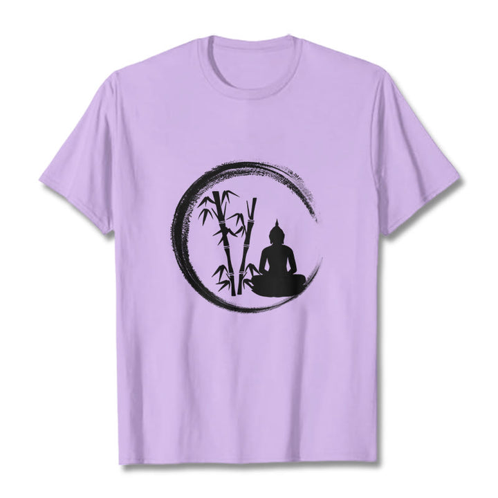 Buddha Stones Zen Statua Buddy Siedząca Bambusowa Medytacja Koszulka T-shirt - Śliwka - 2XL - image 16