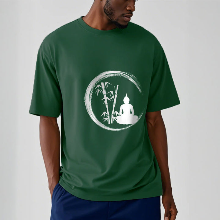 Buddha Stones Zen Statua Buddy Siedząca Bambusowa Medytacja Koszulka T-shirt - image 12