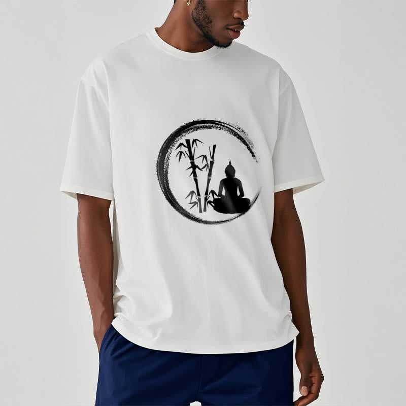 Buddha Stones Zen Statua Buddy Siedząca Bambusowa Medytacja Koszulka T-shirt - image 7