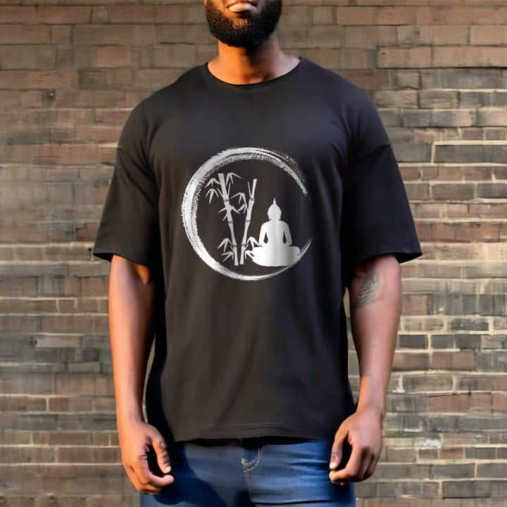 Buddha Stones Zen Statua Buddy Siedząca Bambusowa Medytacja Koszulka T-shirt - image 3