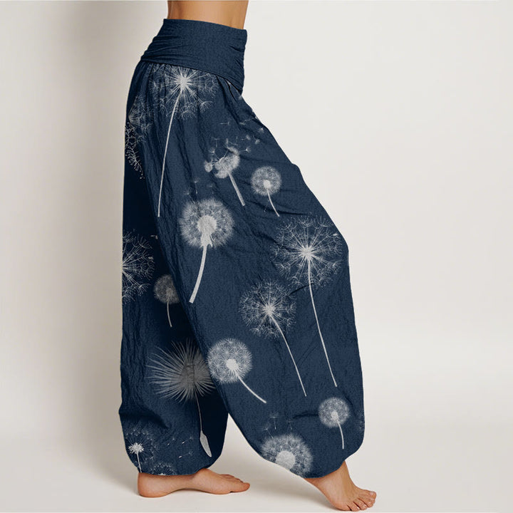 Buddha Stones Casual Dandelion Pattern Damskie Spodnie Harem z Elastyczną Talią - image 7