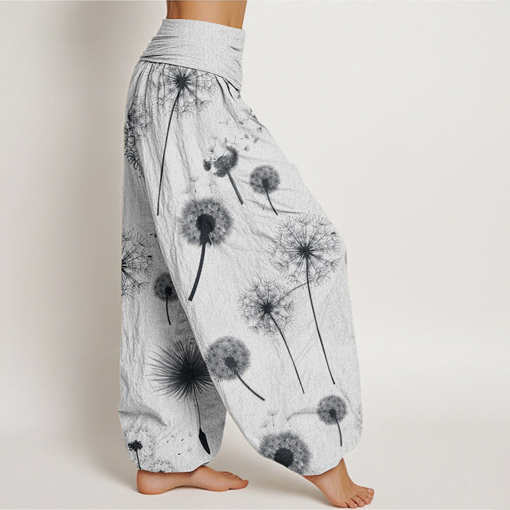 Buddha Stones Casual Dandelion Pattern Damskie Spodnie Harem z Elastyczną Talią - image 10