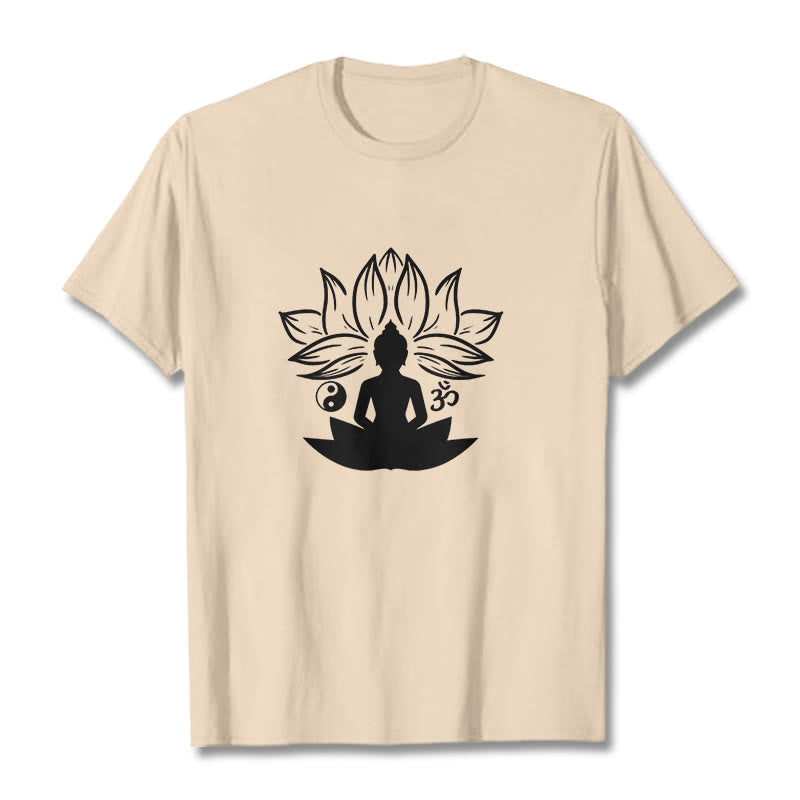 Buddha Stones Om Yin Yang Statua Buddy Siedzący Lotos Medytacja Koszulka T-shirt - For - 2XL - image 8