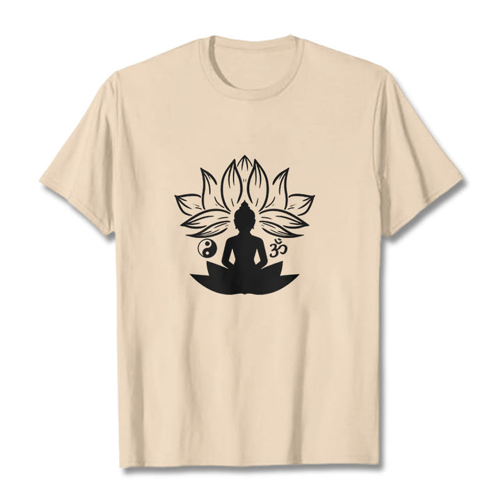 Buddha Stones Om Yin Yang Statua Buddy Siedzący Lotos Medytacja Koszulka T-shirt - For - 2XL - image 8