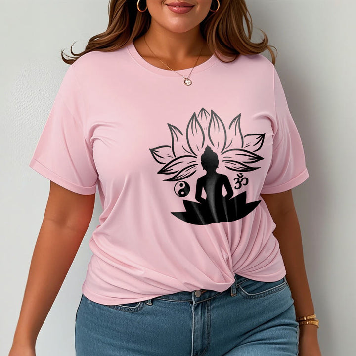 Buddha Stones Om Yin Yang Statua Buddy Siedzący Lotos Medytacja Koszulka T-shirt - image 13