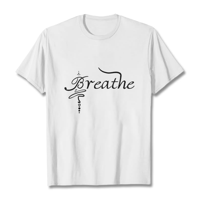 Koszulka z napisem „ Buddha Stones Breathe Word” - Biały - 2XL - image 5