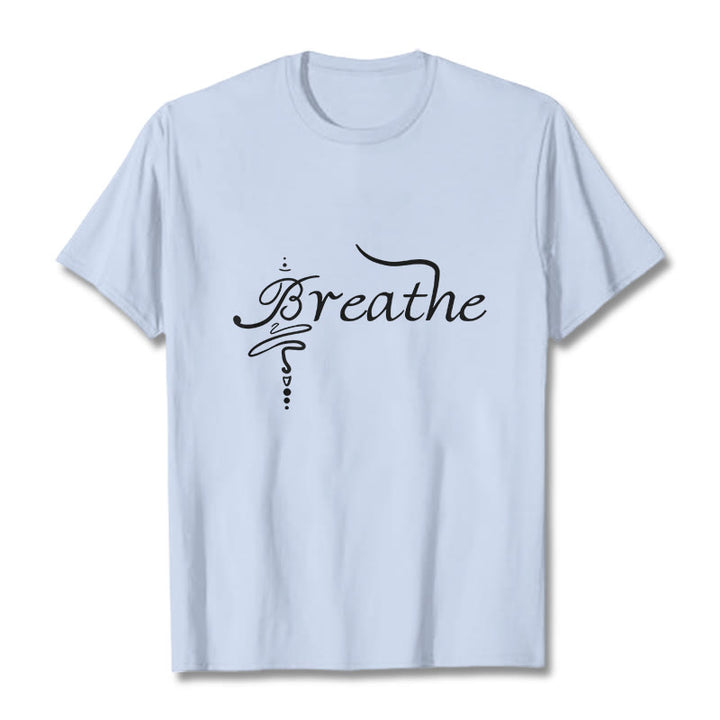 Koszulka z napisem „ Buddha Stones Breathe Word” - Jasnoniebieski - 2XL - image 18