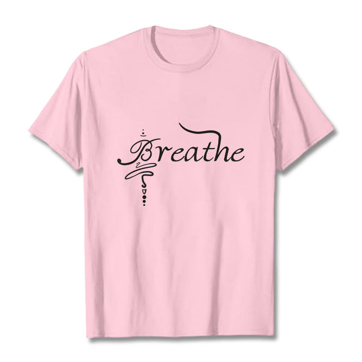 Koszulka z napisem „ Buddha Stones Breathe Word” - Jasnoróżowy - 2XL - image 12