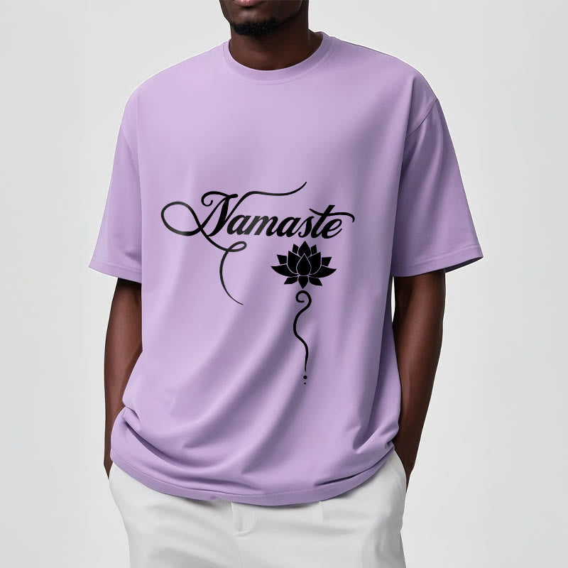 Buddha Stones Koszulka Namaste w języku hindi z motywem lotosu - image 18