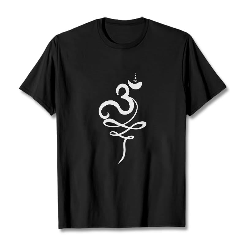 T-shirt z motywem sanskrytu z Buddha Stones - Czarny - 2XL - image 1