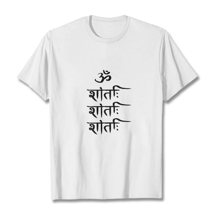 T-shirt z motywem sanskryckim z Buddha Stones OM MANTRA - Biały - 2XL - image 8