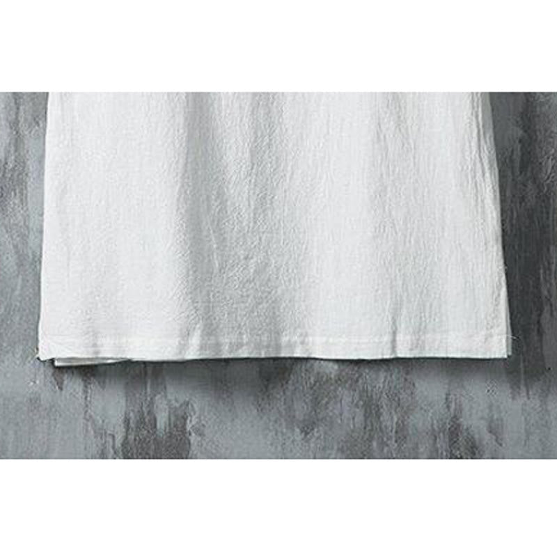 Koszula męska z krótkim rękawem z bawełny i lnu w stylu patchworku z nadrukiem żaby chińskiej z Buddha Stones - image 5