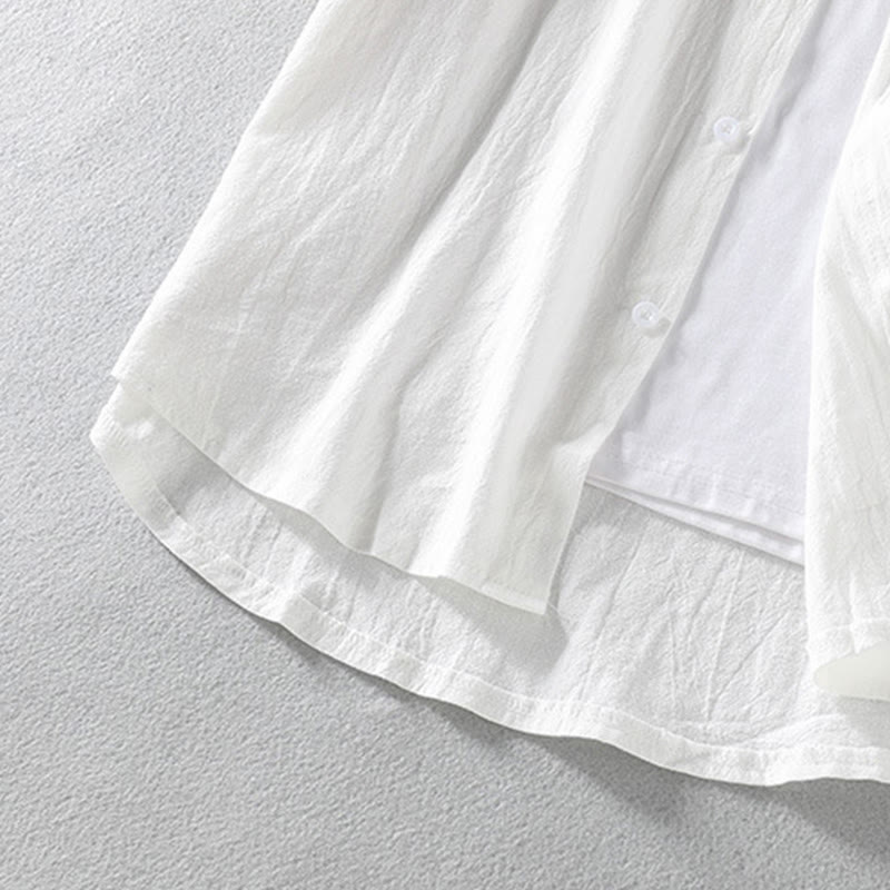 Koszula męska z bawełny i lnu Buddha Stones Vintage Casual Single Breasted z trzema czwartymi rękawami i kieszenią - image 13