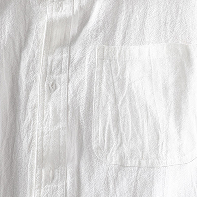 Koszula męska z bawełny i lnu Buddha Stones Vintage Casual Single Breasted z trzema czwartymi rękawami i kieszenią - image 9