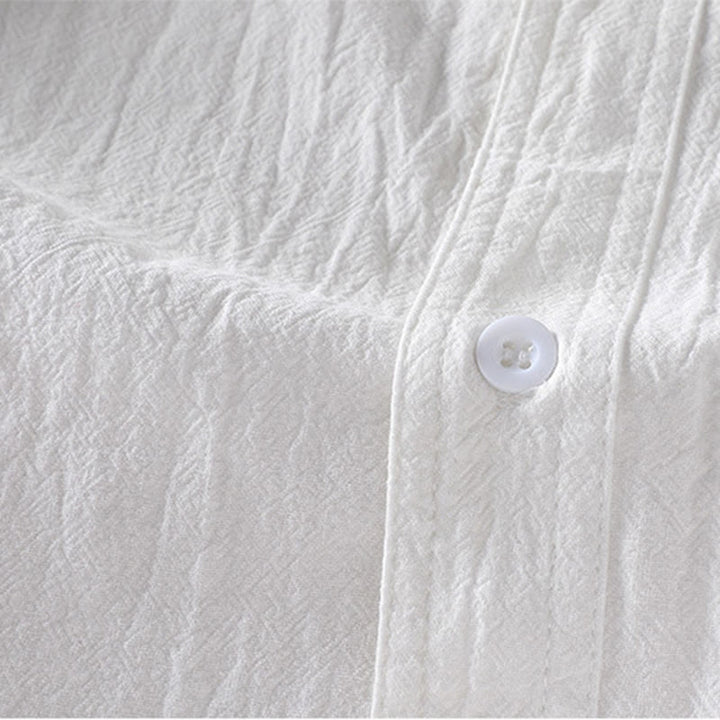 Koszula męska z bawełny i lnu Buddha Stones Vintage Casual Single Breasted z trzema czwartymi rękawami i kieszenią - image 11