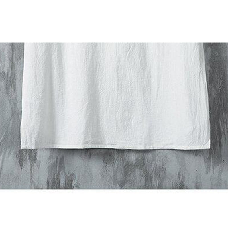 Koszula męska z krótkim rękawem z bawełny i lnu Buddha Stones Daily Casual Plain Chinese Frog-Button - image 7