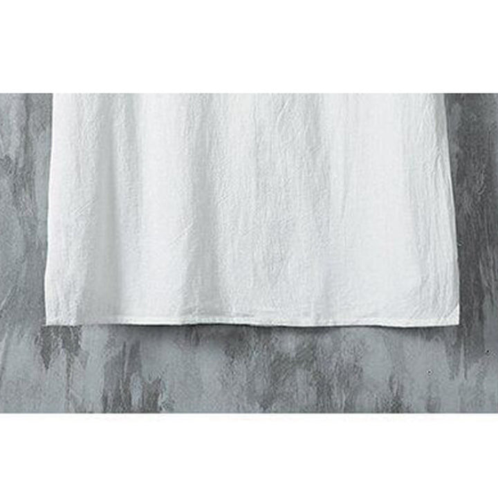 Koszula męska z krótkim rękawem z bawełny i lnu Buddha Stones Daily Casual Plain Chinese Frog-Button - image 7