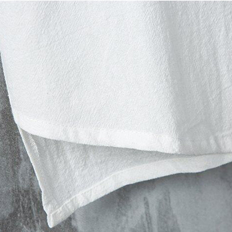 Koszula męska z krótkim rękawem z bawełny i lnu Buddha Stones Daily Casual Plain Chinese Frog-Button - image 4