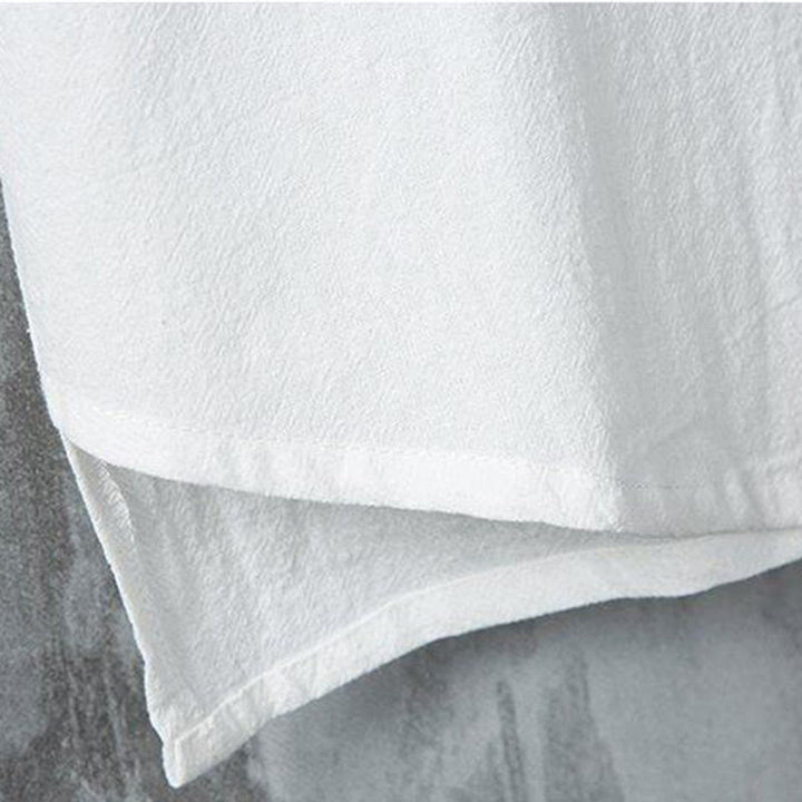 Koszula męska z krótkim rękawem z bawełny i lnu Buddha Stones Daily Casual Plain Chinese Frog-Button - image 4