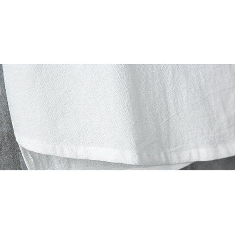 Koszula męska z krótkim rękawem z bawełny i lnu Buddha Stones Daily Casual Plain Chinese Frog-Button - image 9