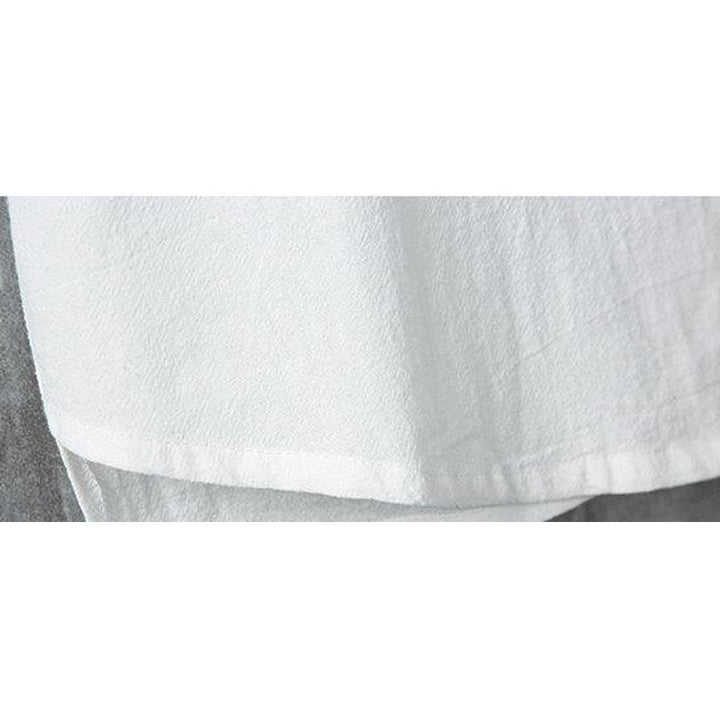 Koszula męska z krótkim rękawem z bawełny i lnu Buddha Stones Daily Casual Plain Chinese Frog-Button - image 9