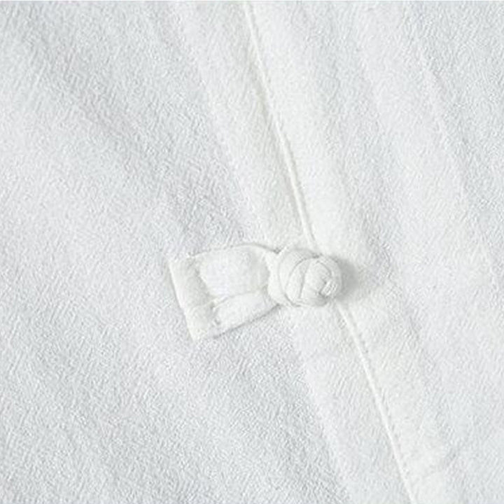 Koszula męska z krótkim rękawem z bawełny i lnu Buddha Stones Daily Casual Plain Chinese Frog-Button - image 3