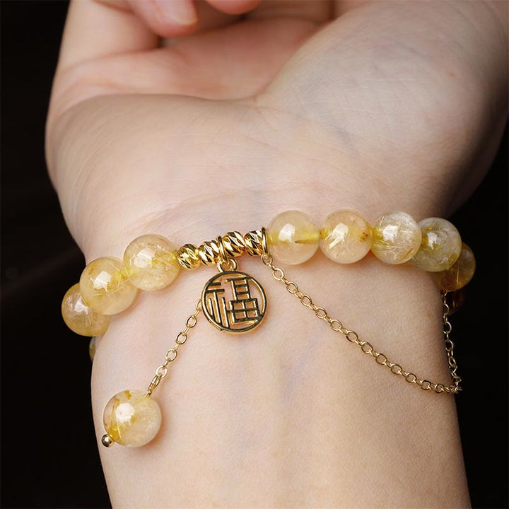 Bransoletka szczęścia z Buddha Stones i cytrynem Lucky Fu