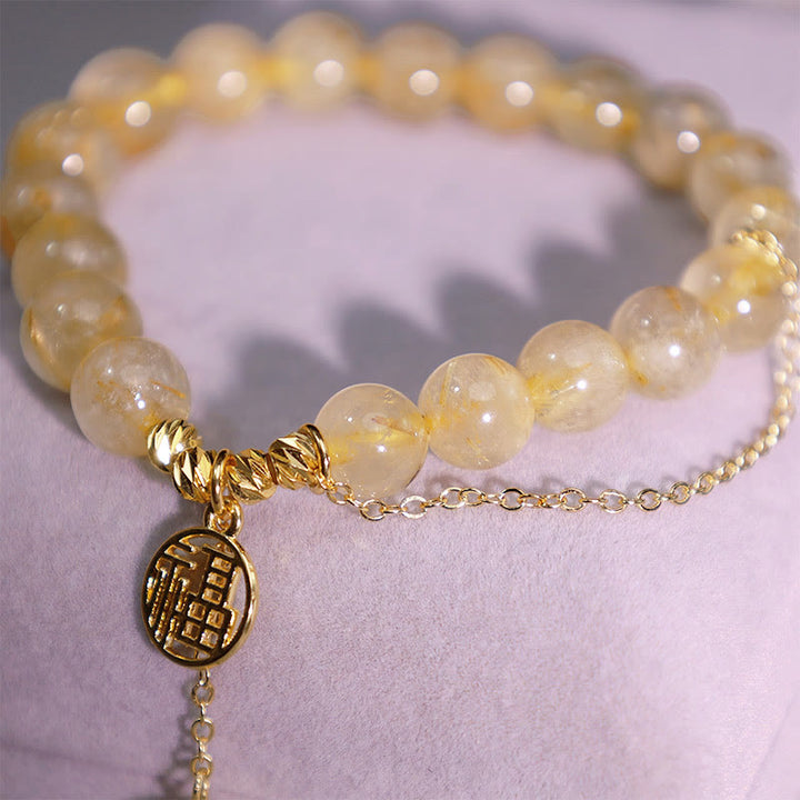 Bransoletka szczęścia z Buddha Stones i cytrynem Lucky Fu