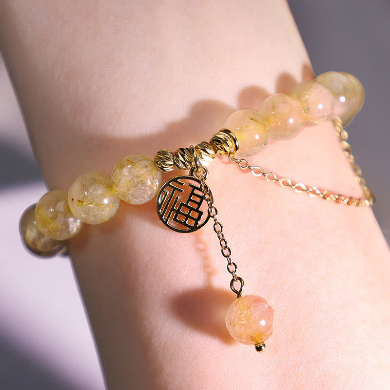 Bransoletka szczęścia z Buddha Stones i cytrynem Lucky Fu