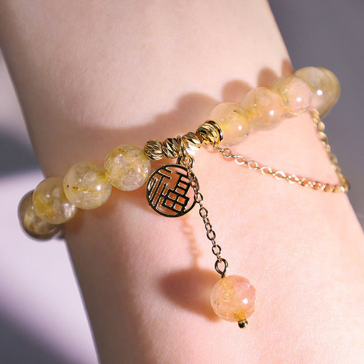 Bransoletka szczęścia z Buddha Stones i cytrynem Lucky Fu