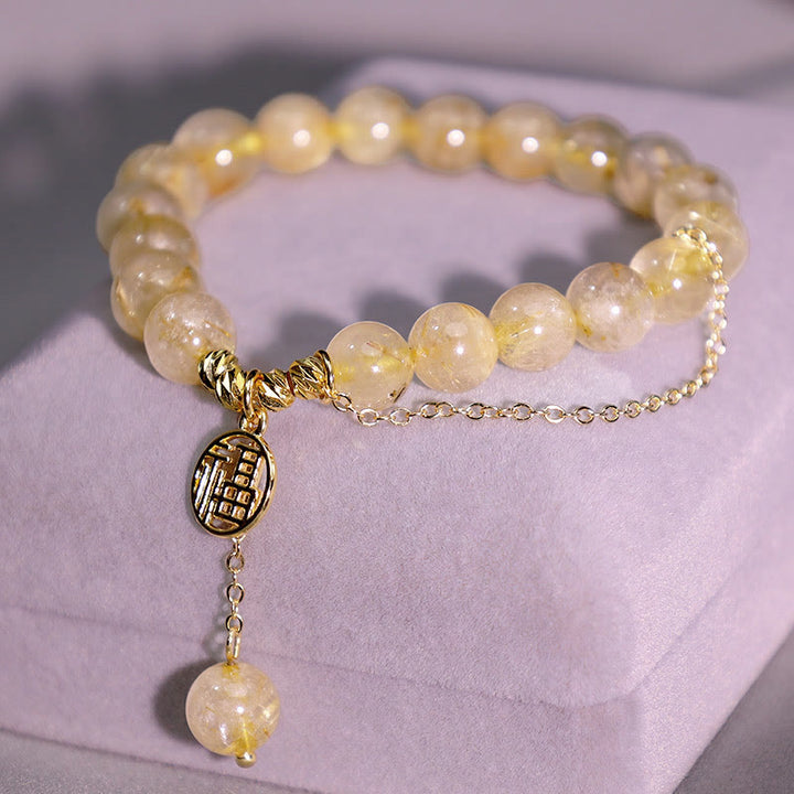 Bransoletka szczęścia z Buddha Stones i cytrynem Lucky Fu