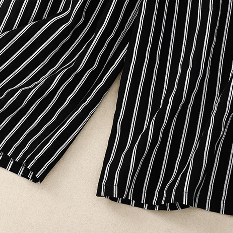 Spodnie damskie Buddha Stones Casual Acrylic Stripe Lace-up z szerokimi nogawkami i kieszeniami