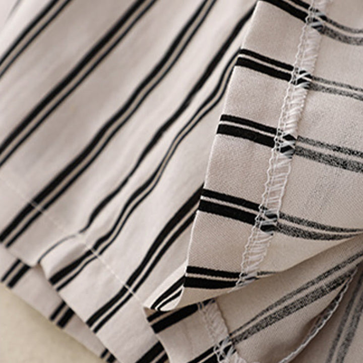 Spodnie damskie Buddha Stones Casual Acrylic Stripe Lace-up z szerokimi nogawkami i kieszeniami