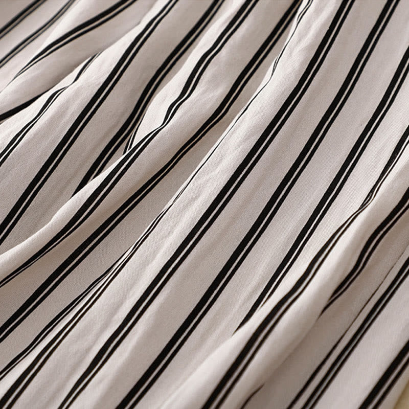 Spodnie damskie Buddha Stones Casual Acrylic Stripe Lace-up z szerokimi nogawkami i kieszeniami