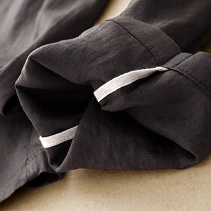 Buddha Stones Lato Gładkie Swobodne 7-8 Długość Guziki Damskie Bawełniane Lniane Spodnie Harem Z Kieszeniami - image 7