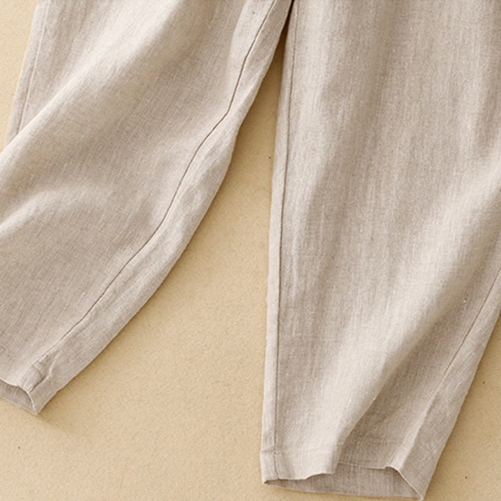 Buddha Stones Lato Gładkie Swobodne 7-8 Długość Guziki Damskie Bawełniane Lniane Spodnie Harem Z Kieszeniami - image 18