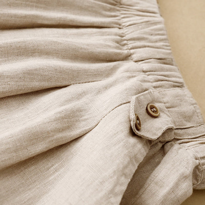 Buddha Stones Lato Gładkie Swobodne 7-8 Długość Guziki Damskie Bawełniane Lniane Spodnie Harem Z Kieszeniami - image 14