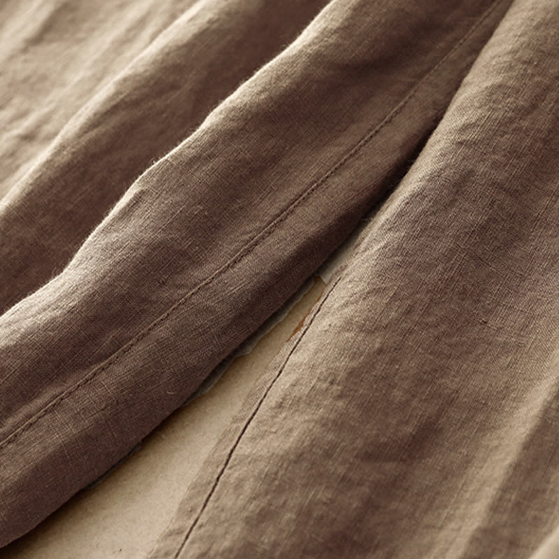 Buddha Stones Letnie Proste Swobodne 7-8 Długość Sznurowane Damskie Bawełniane Lniane Spodnie Harem Z Kieszeniami - image 5