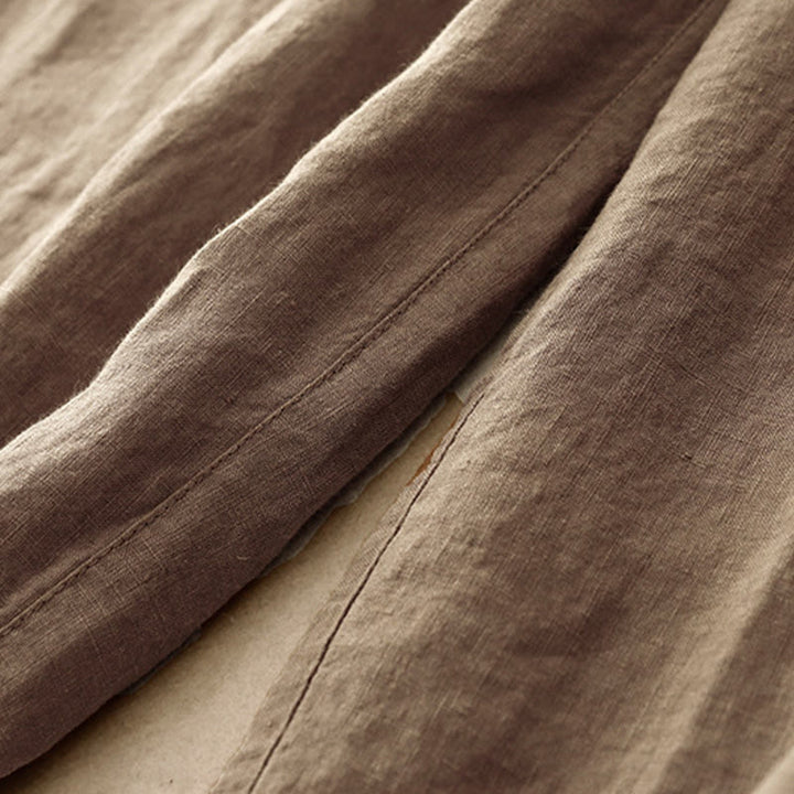 Buddha Stones Letnie Proste Swobodne 7-8 Długość Sznurowane Damskie Bawełniane Lniane Spodnie Harem Z Kieszeniami - image 5