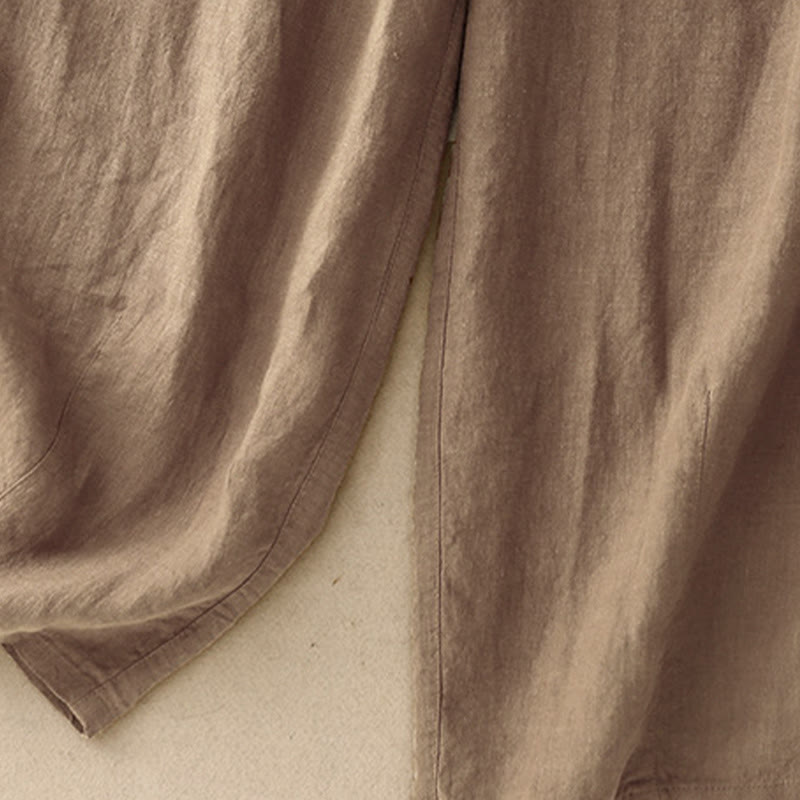 Buddha Stones Letnie Proste Swobodne 7-8 Długość Sznurowane Damskie Bawełniane Lniane Spodnie Harem Z Kieszeniami - image 2