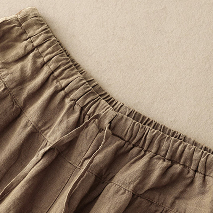 Buddha Stones Letnie Proste Swobodne 7-8 Długość Sznurowane Damskie Bawełniane Lniane Spodnie Harem Z Kieszeniami - image 8