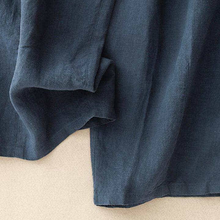 Buddha Stones Letnie Proste Swobodne 7-8 Długość Sznurowane Damskie Bawełniane Lniane Spodnie Harem Z Kieszeniami - image 14