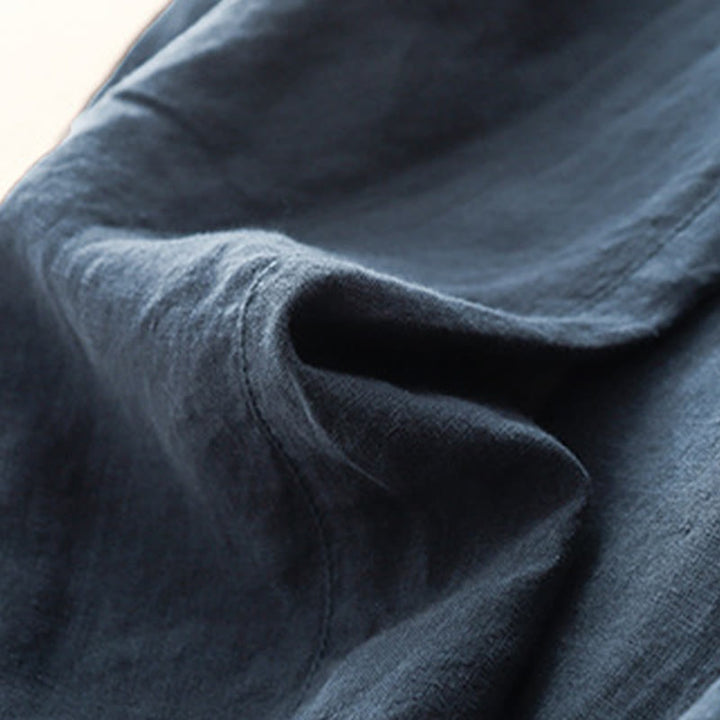 Buddha Stones Letnie Proste Swobodne 7-8 Długość Sznurowane Damskie Bawełniane Lniane Spodnie Harem Z Kieszeniami - image 16